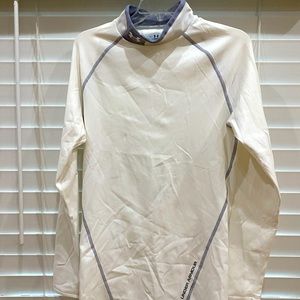 Under Armour Men’s Cold Gear White with Gray Accents Long Sleeve EUC Size XL
